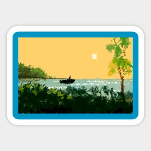 Sunset and The Sailor - Tropical Beach & Landscape Sticker